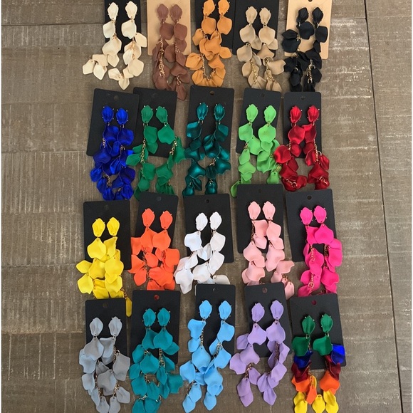 Rainbow Petal Drop Earrings - Picture 5 of 5